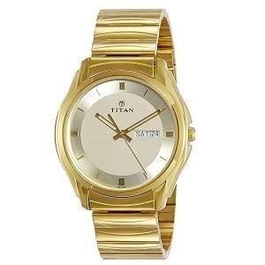 STYLISH TITAN ANALOG WATCH WITH DAY & DATE - GOLDEN xwmhrv-4q