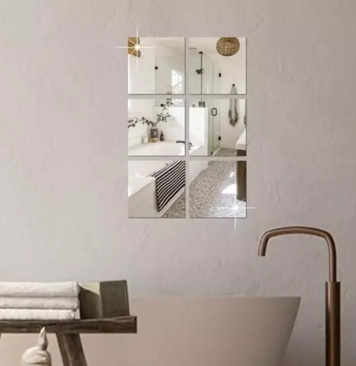 Big Square Silver 3D Acrylic Mirror Wall Sticker (Pack of 1) xwmhrv-4q